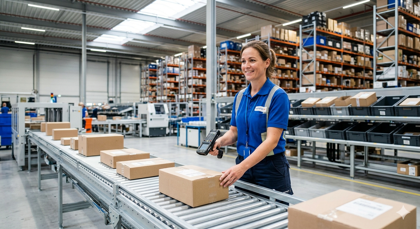 Pakketbezorging in een modern sorteercentrum